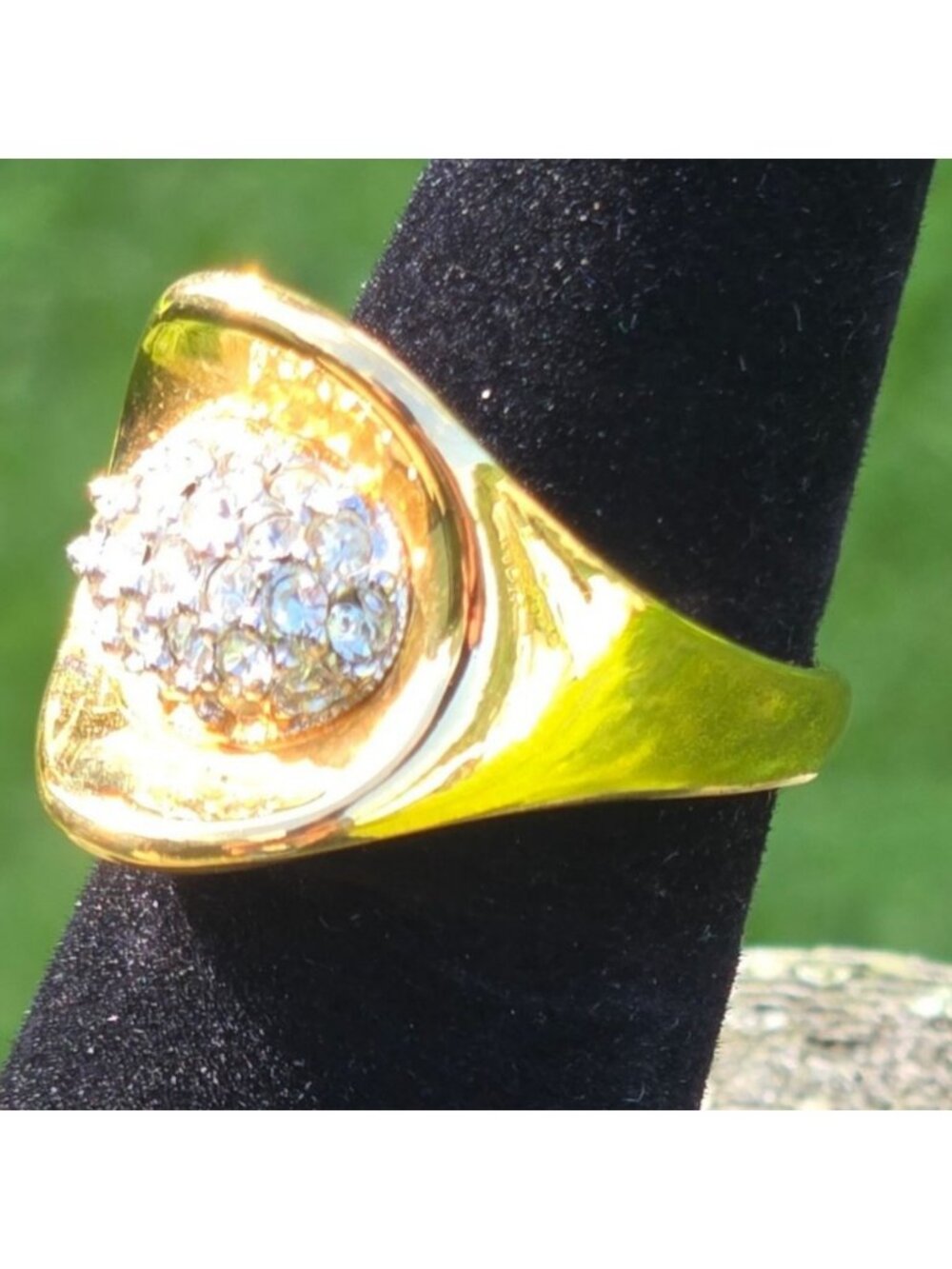Vintage KJL Cocktail Ring Kenneth Jay Lane Gold Pave Rhinestone Dome signed bold - Picture 6 of 15